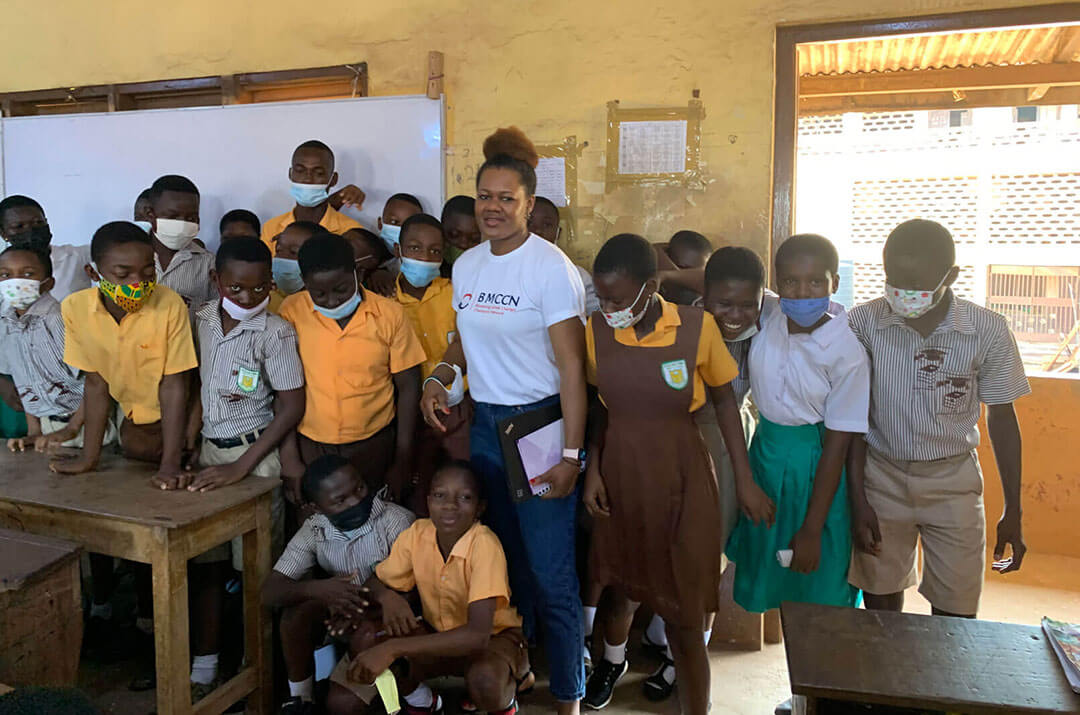 Photo with school children